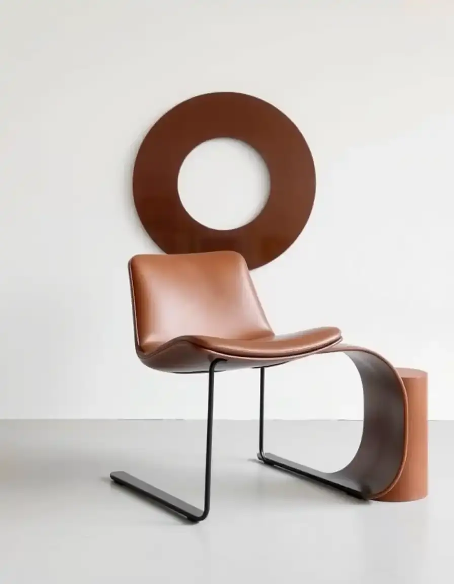 Fauteuil cuir moderne minimaliste lignes épurées