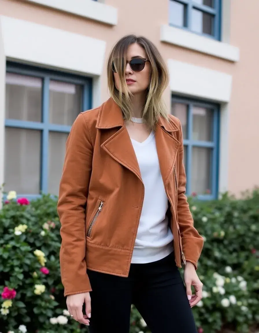 Perfecto en daim femme marron
