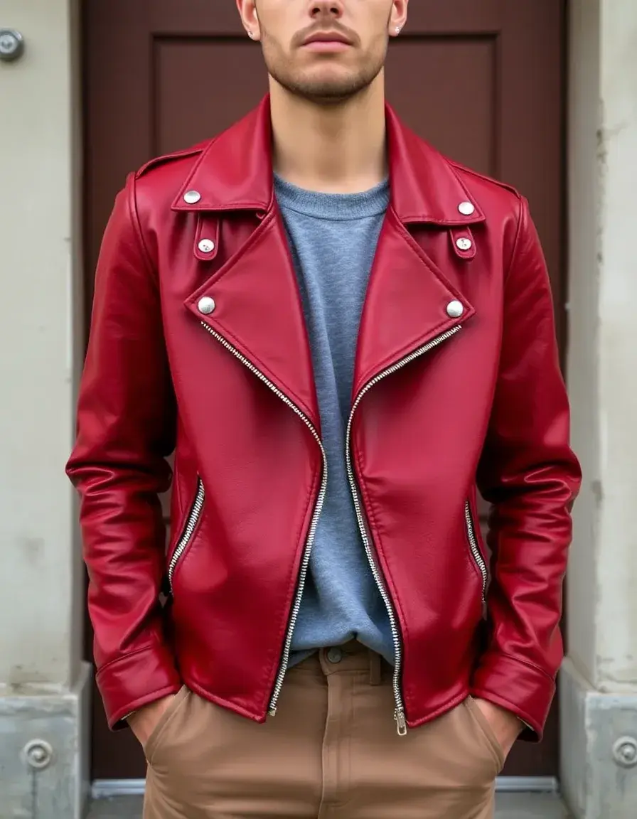 Perfecto cuir rouge femme
