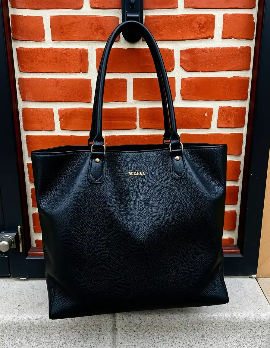 Sac à main cuir type Tote noir élégant et spacieux