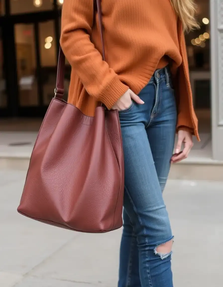 Sac à main cuir type Hobo marron souple et bohème