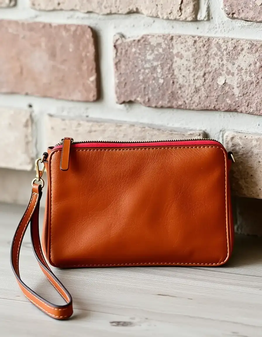 Petite pochette dragonne en cuir minimaliste
