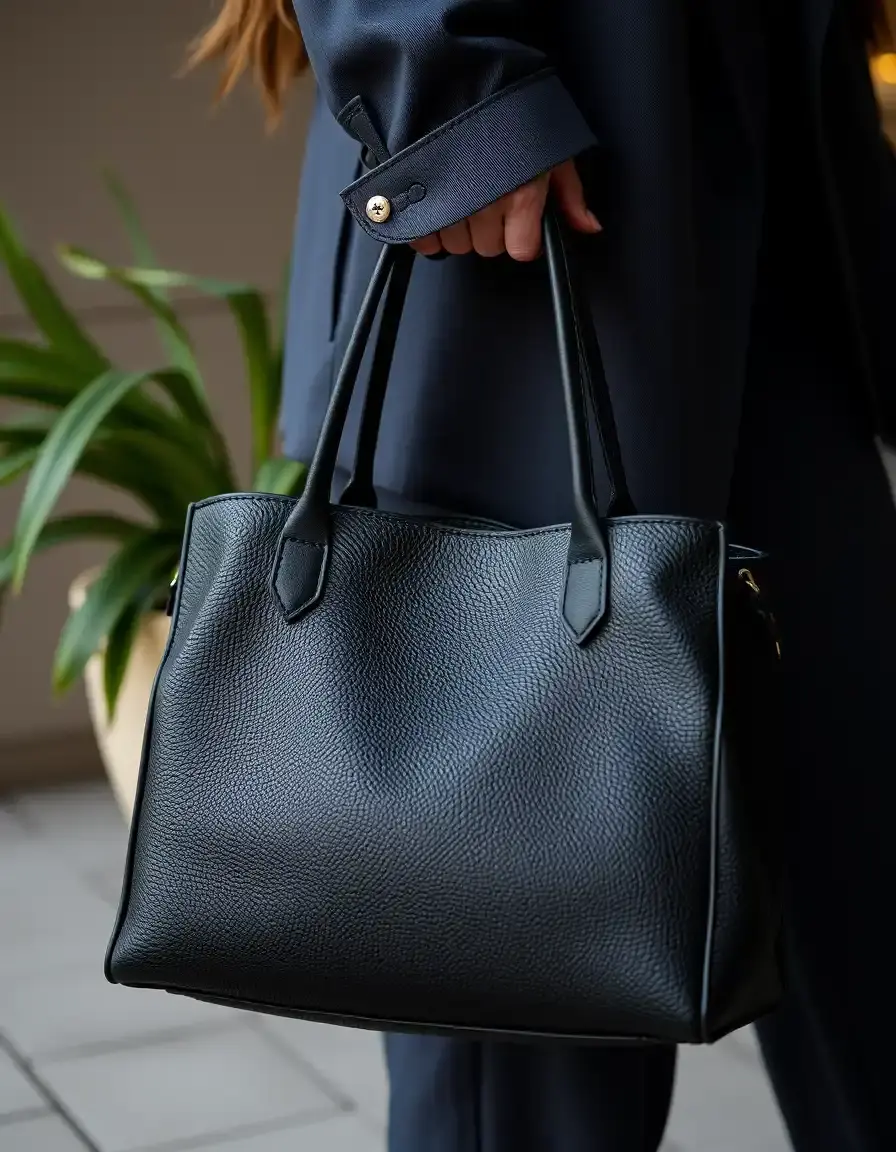 Sac cabas en cuir noir pour femme style élégant