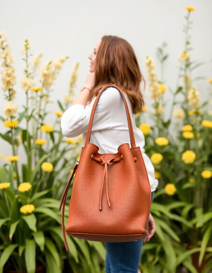 Sac seau en cuir tendance