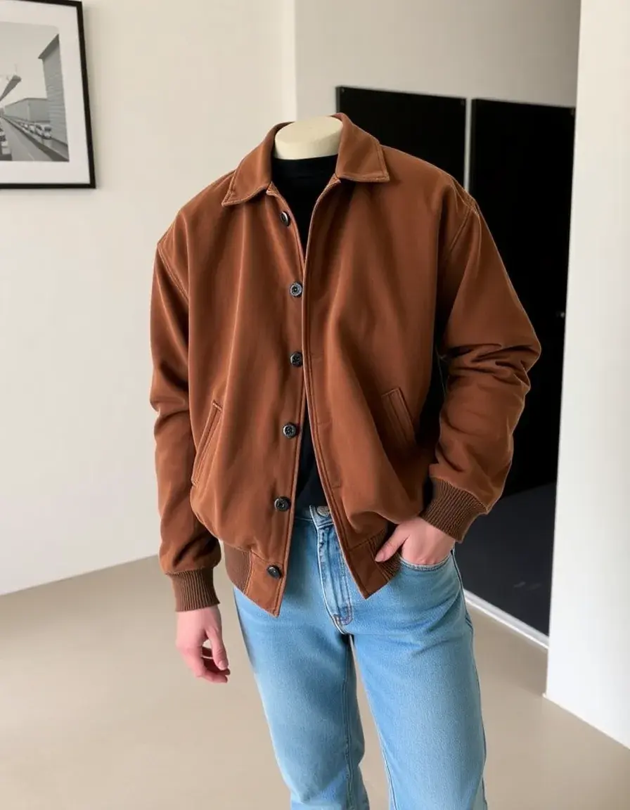 Blouson en daim marron pour homme style chic