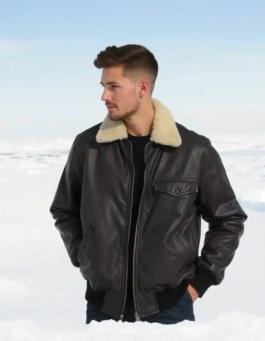 Blouson bomber homme en cuir véritable