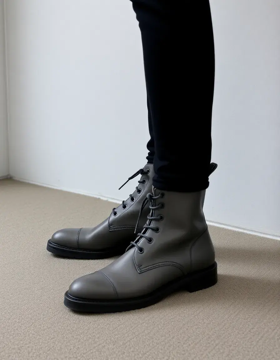 Bottines habillées homme en cuir gris souris avec finitions soignées