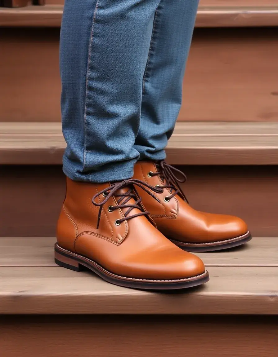 Bottes Chukka homme en cuir couleur tan à deux œillets