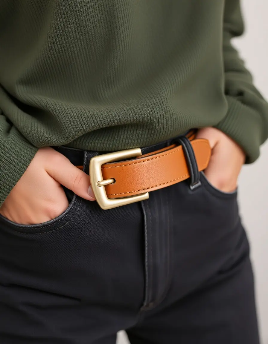 Ceinture fine femme en cuir véritable pour robe