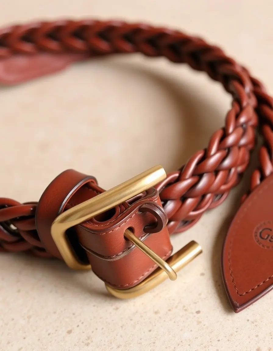 Ceinture tressée femme en cuir véritable souple