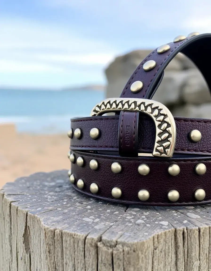 Ceinture cloutée femme cuir style rock chic