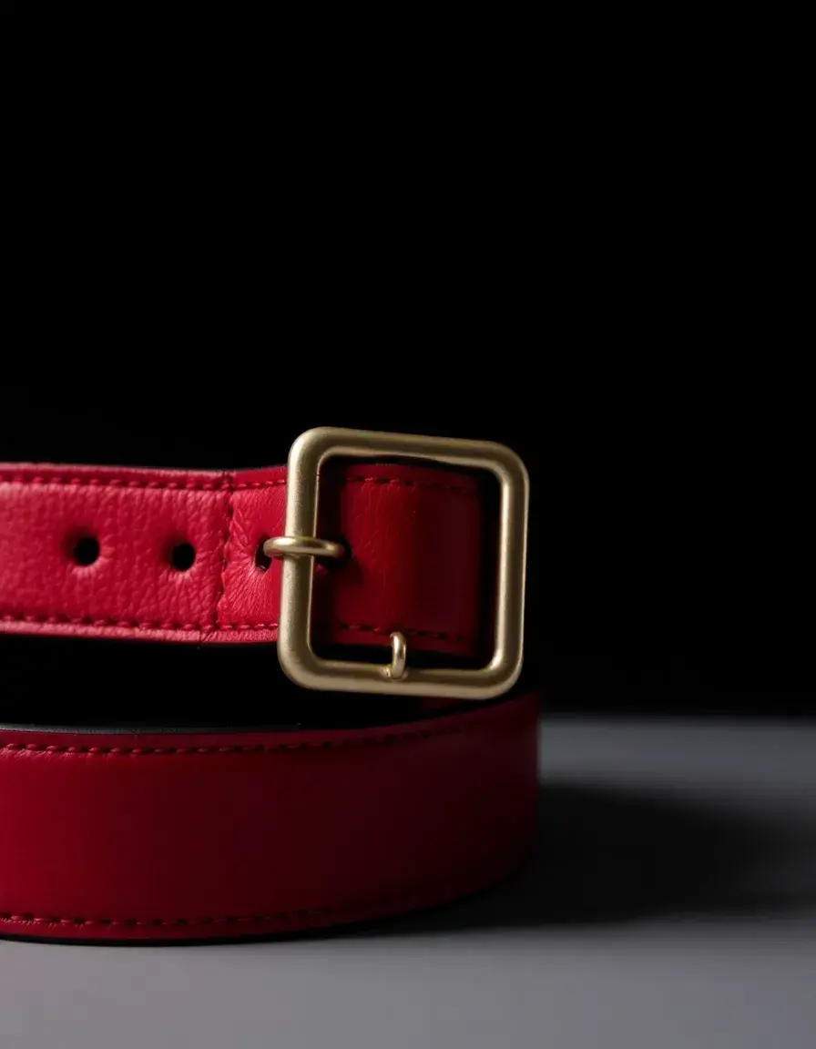 Ceinture rouge femme cuir avec boucle décorative