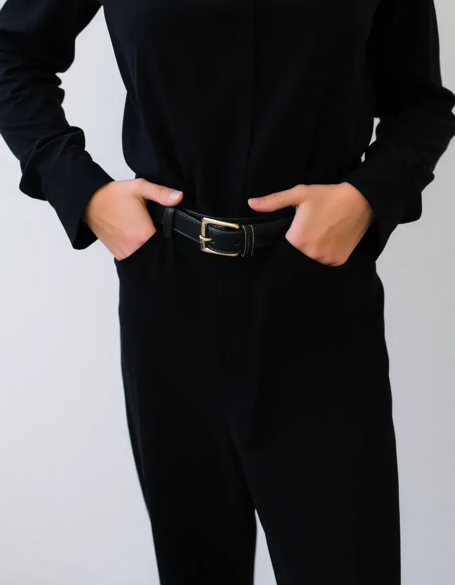 Ceinture homme cuir noire élégante pour costume