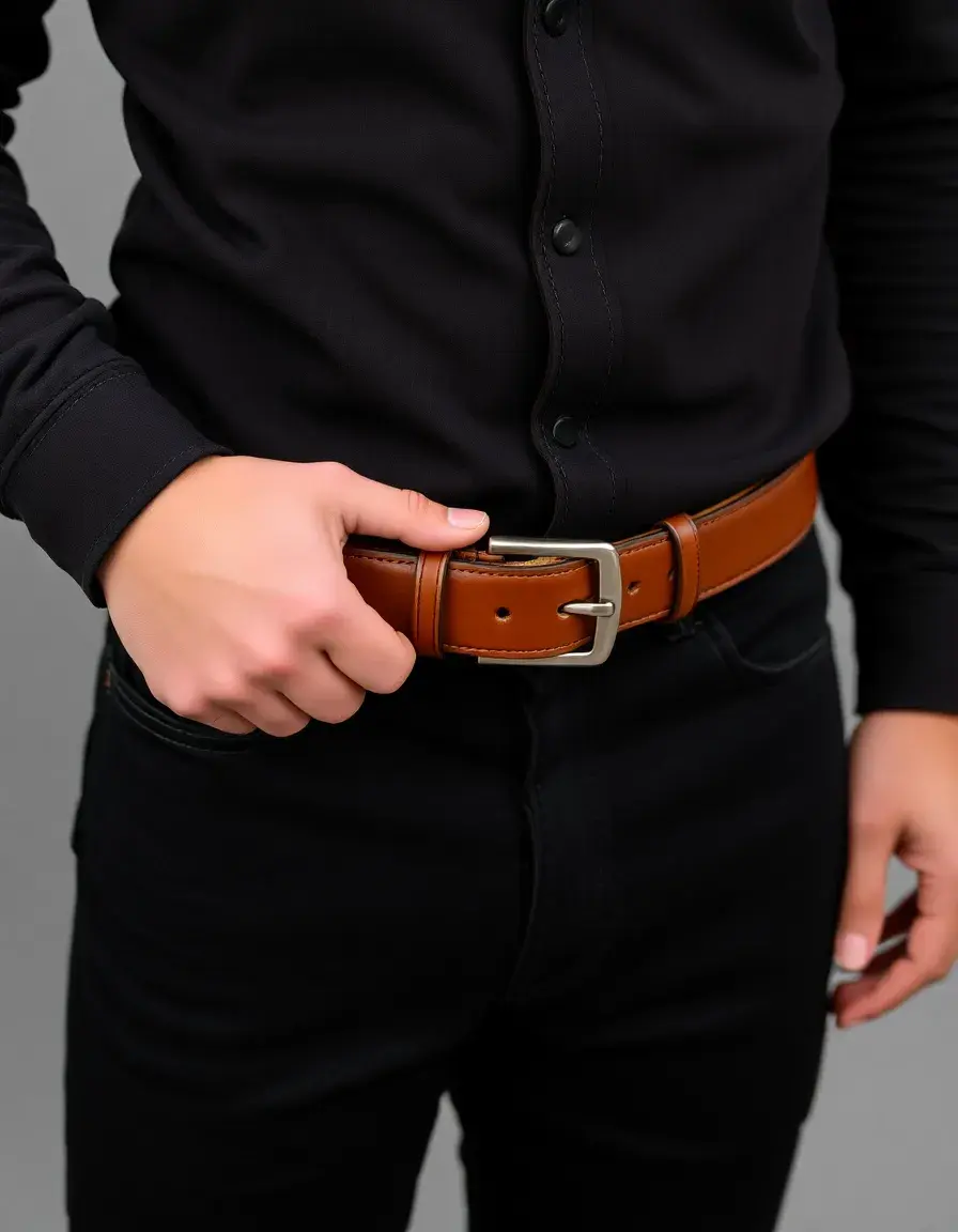 Ceinture décontractée en cuir marron pour homme