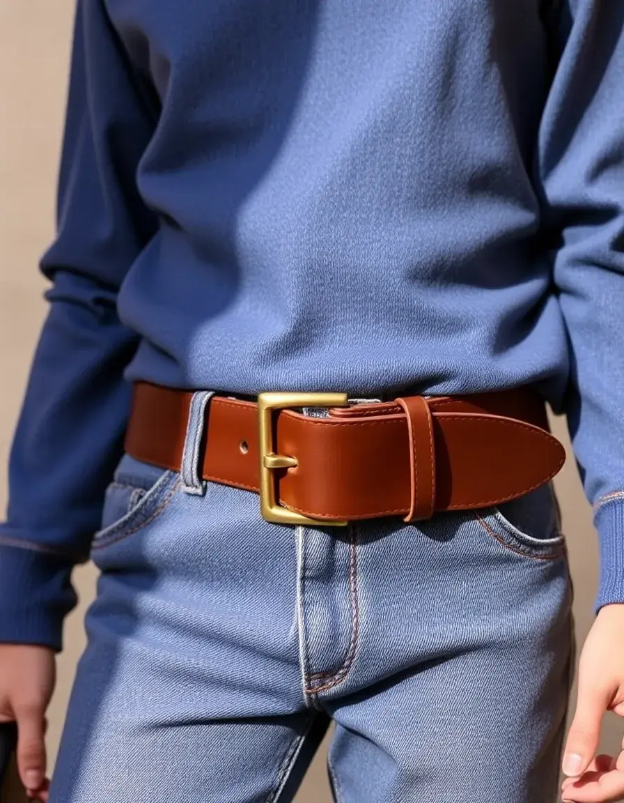 Ceinture large en cuir véritable pour homme