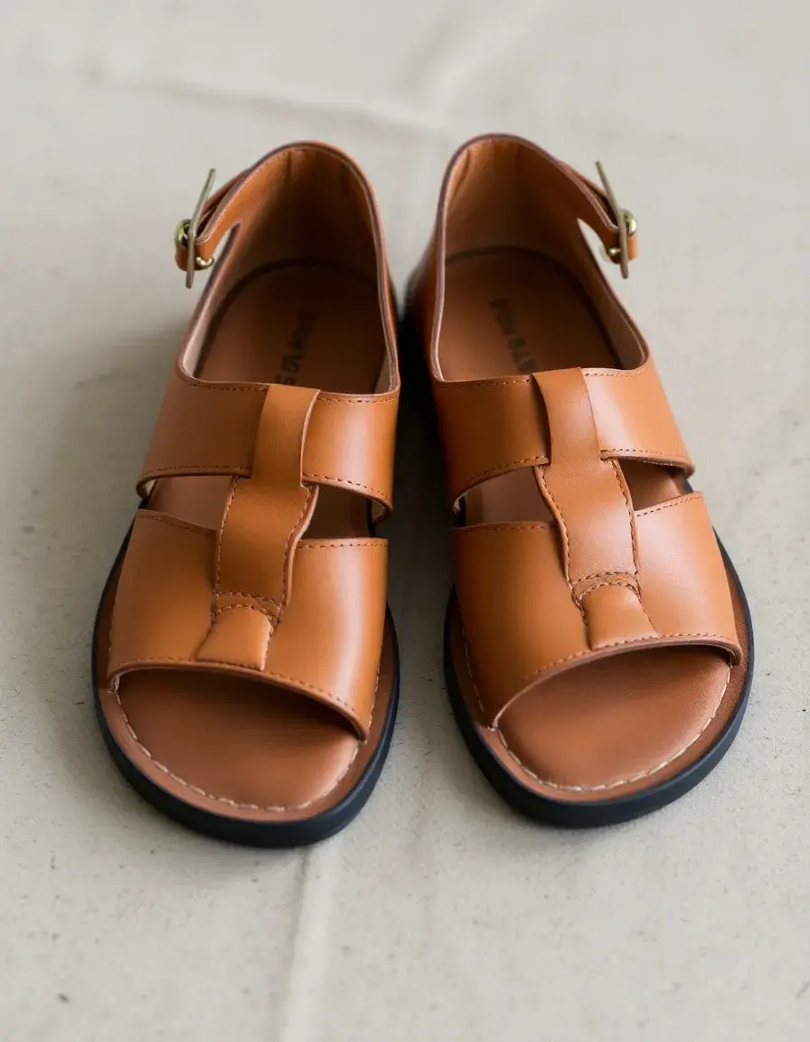 Sandales homme cuir tan confortables été