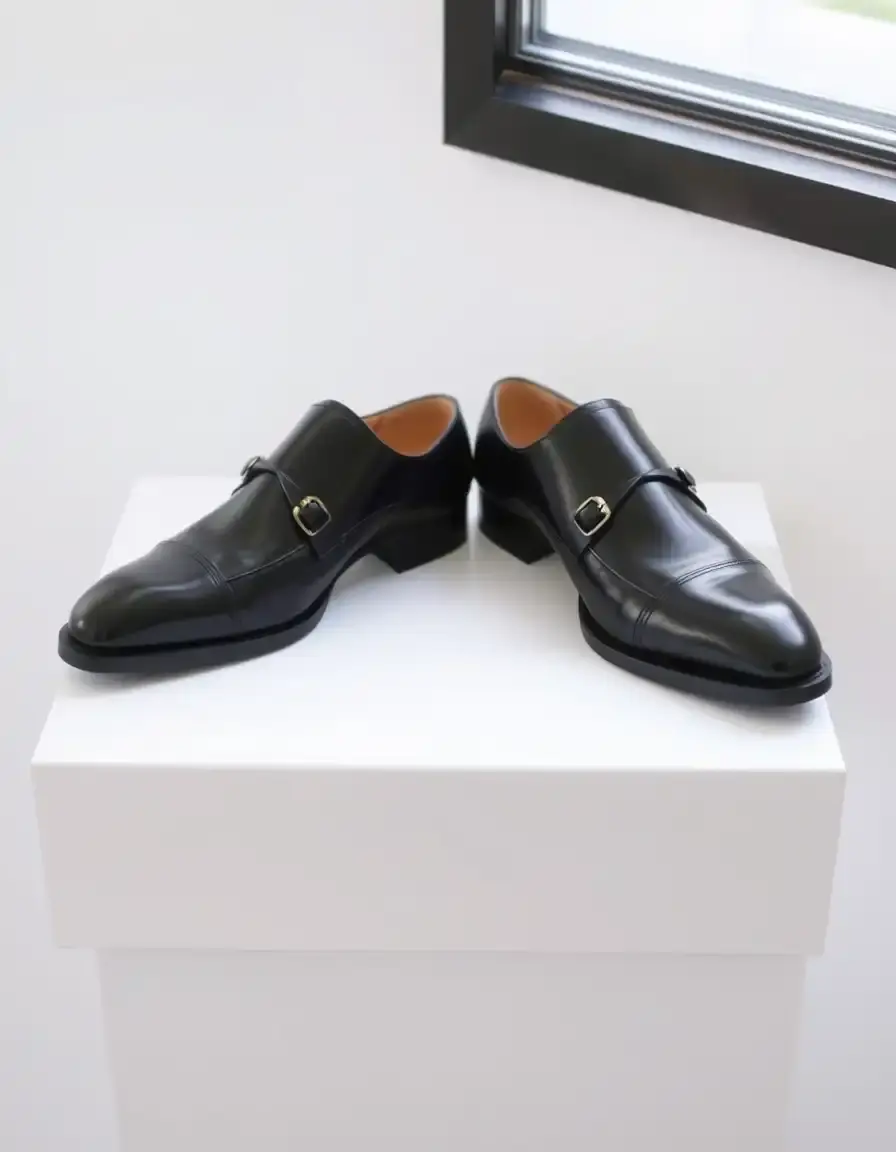 Chaussures à boucles homme cuir monk strap