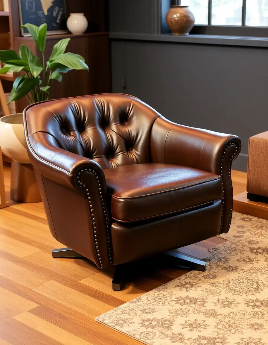 Fauteuil club cuir pivotant design contemporain