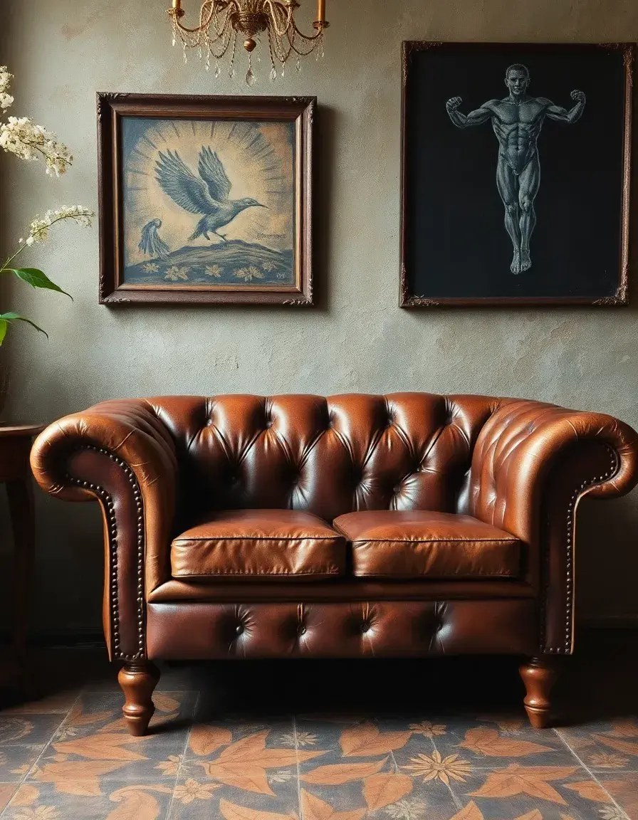 Fauteuil club cuir vintage aspect vieilli
