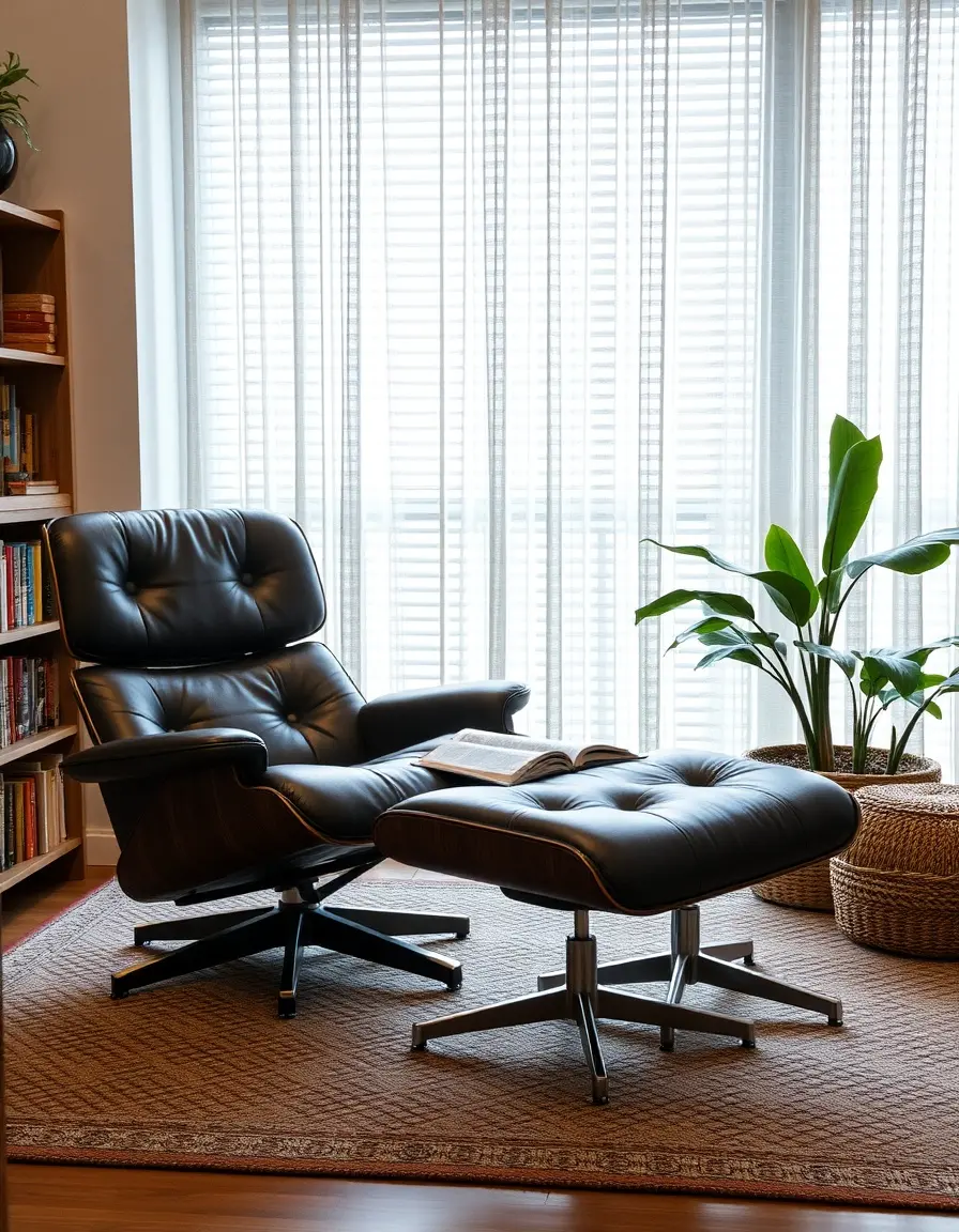 Fauteuil club cuir avec repose-pieds assorti