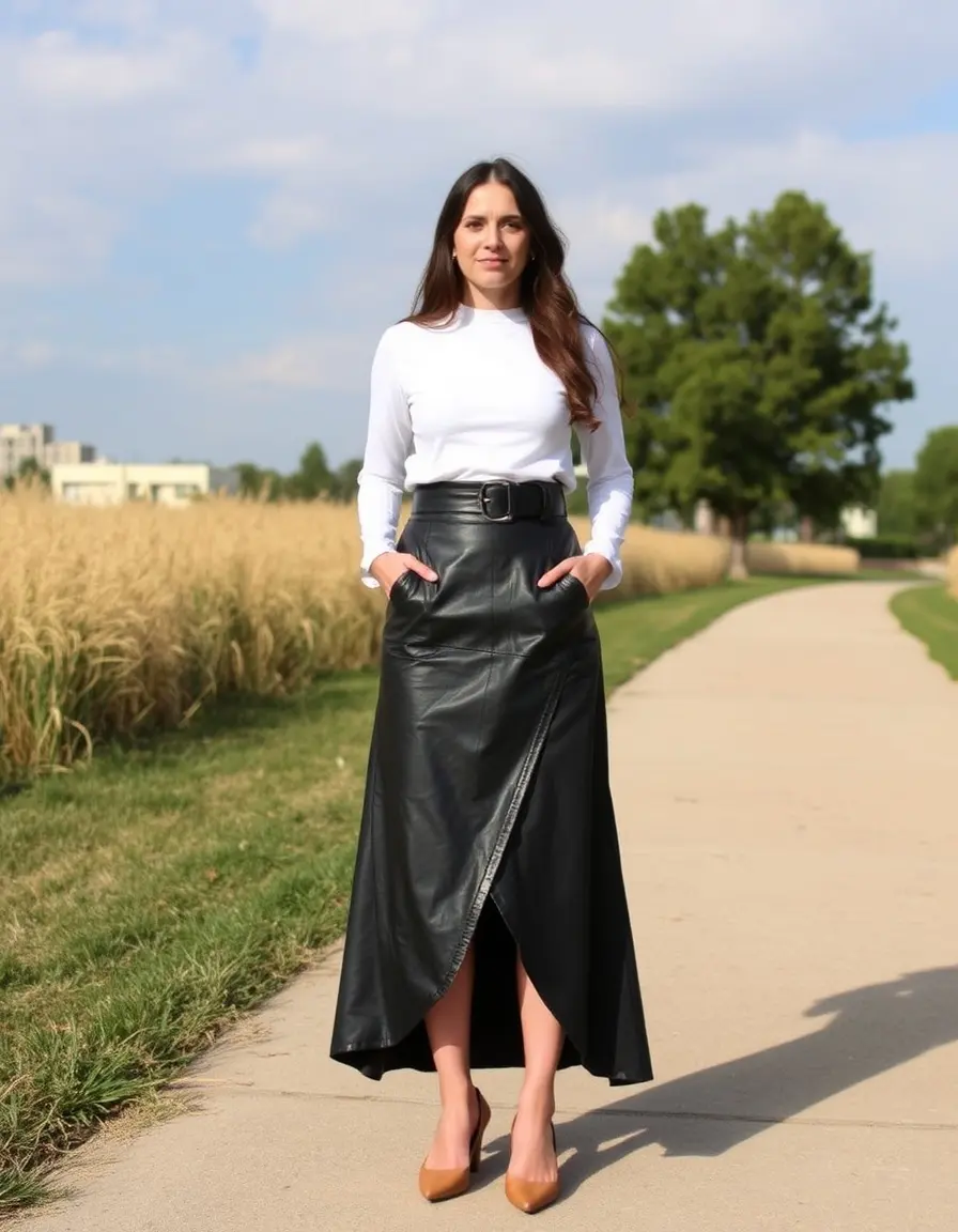 Jupe asymétrique en cuir design contemporain
