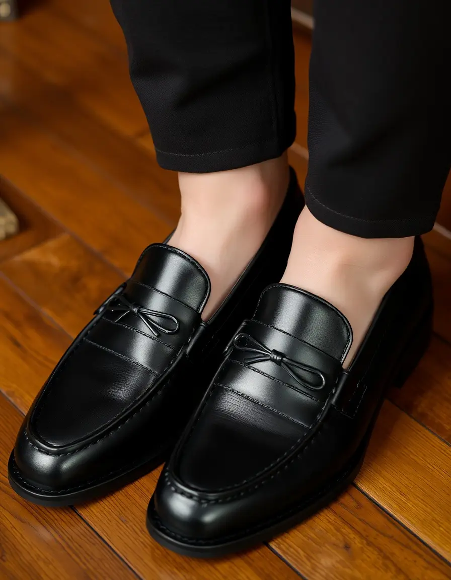 Mocassin cuir femme noir classique style loafer
