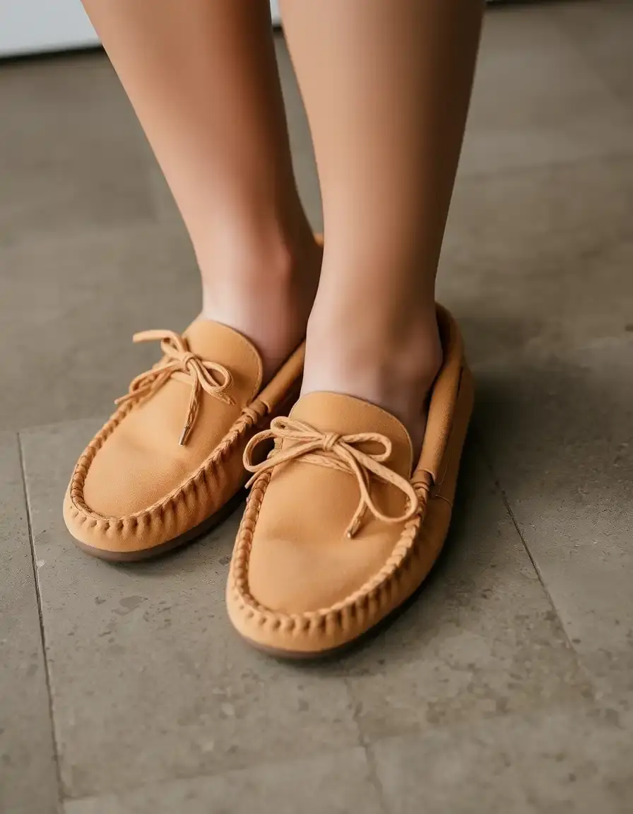 Mocassin daim homme couleur tan texture velours