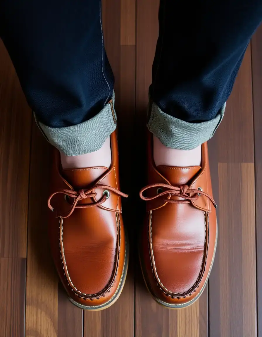 Mocassin cuir homme avec petits lacets décoratifs