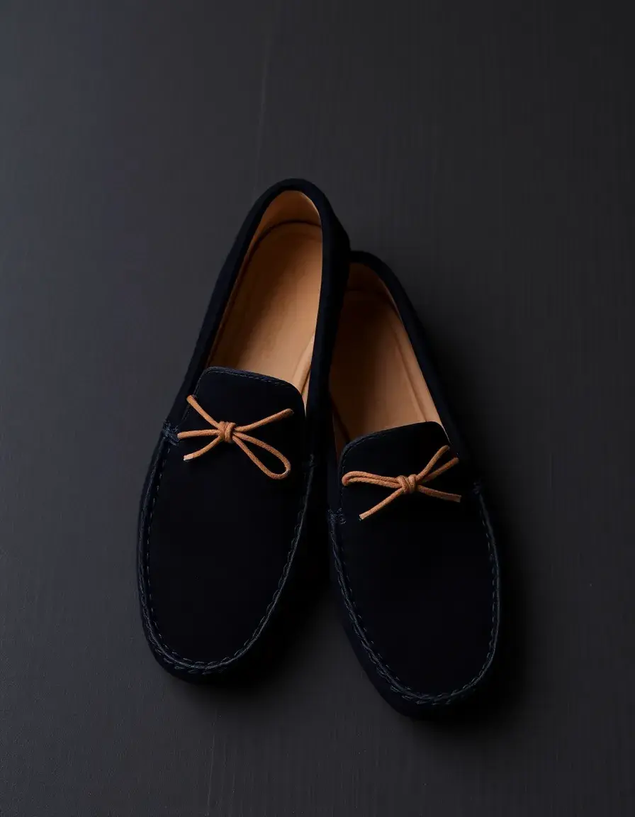 Mocassin femme cuir daim noir élégant