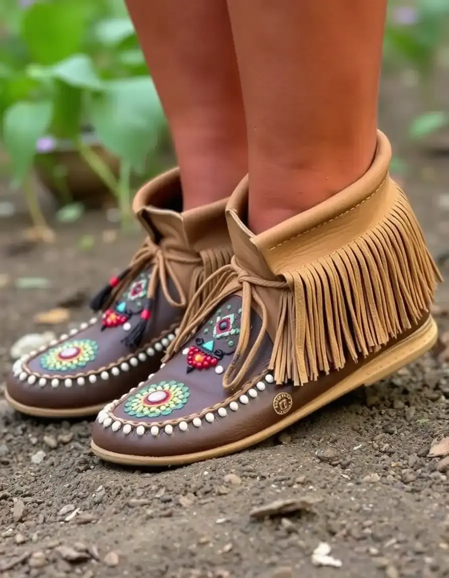 Mocassin cuir femme avec détails perles