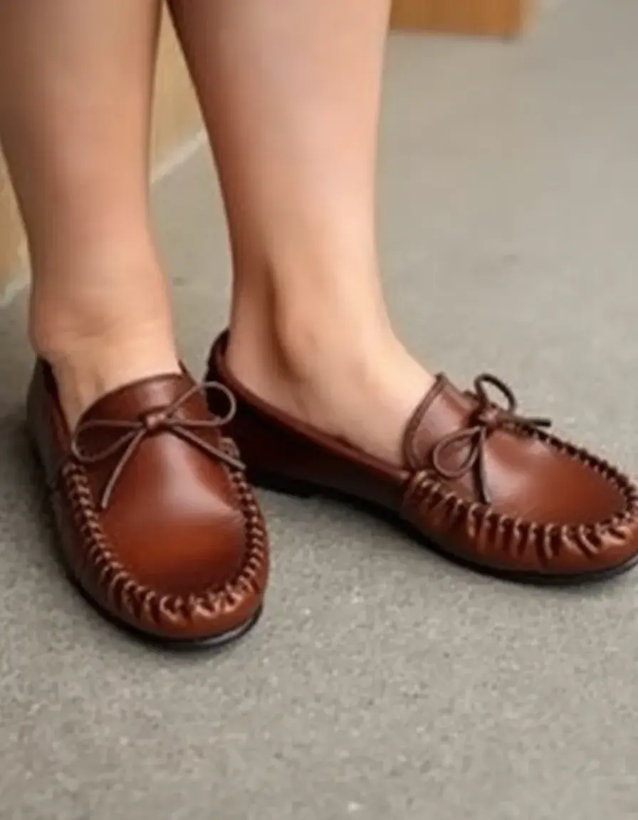 Mocassin femme cuir avec noeud élégant