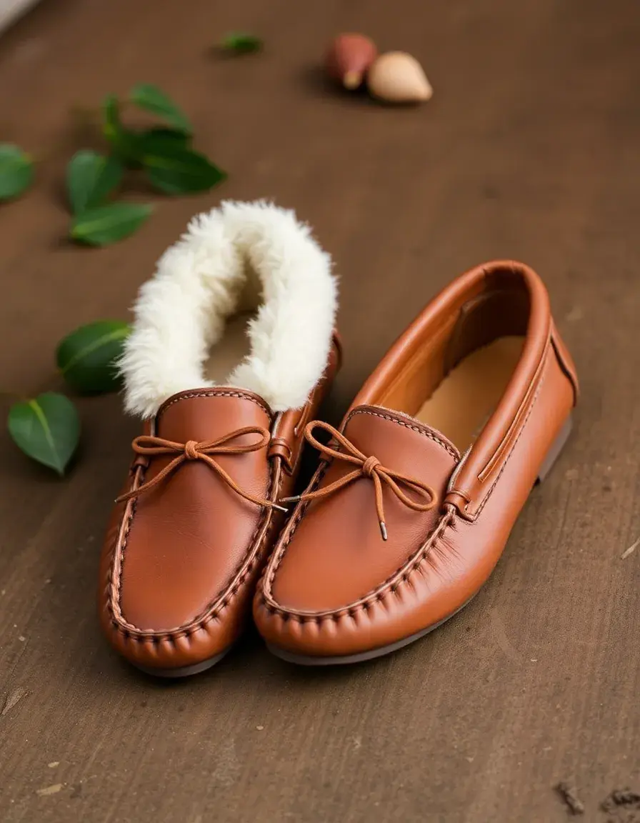 Mocassin femme cuir fourré pour l'hiver