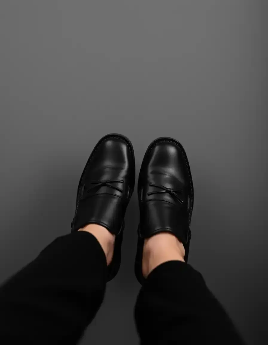 Mocassin homme cuir noir style casual