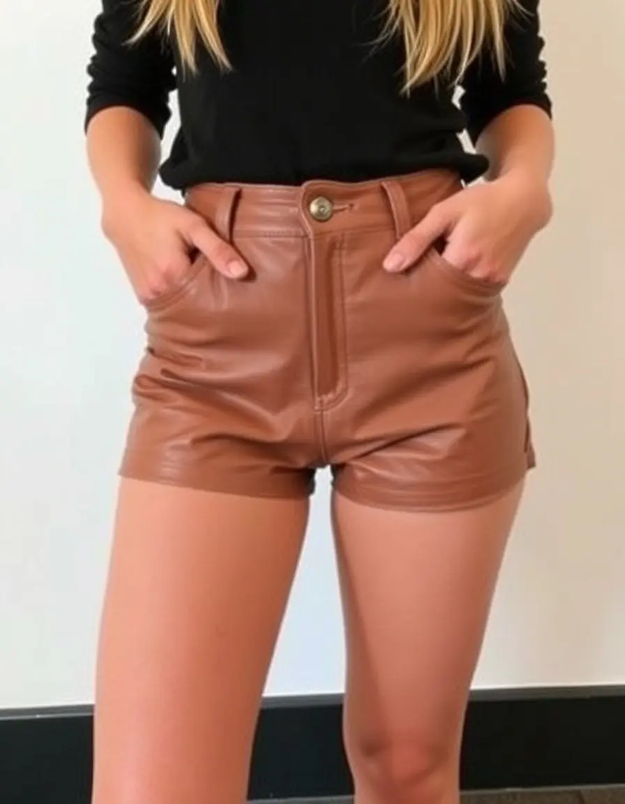 Short chic en simili cuir noir