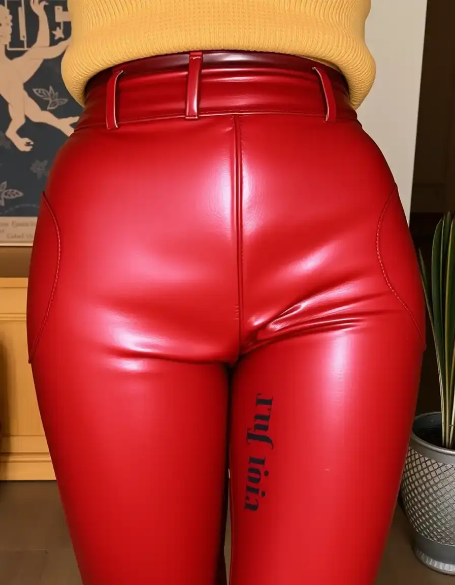Pantalon simili cuir taille haute élégant