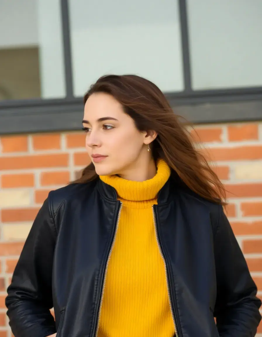 Veste bomber en cuir bleu marine pour femme