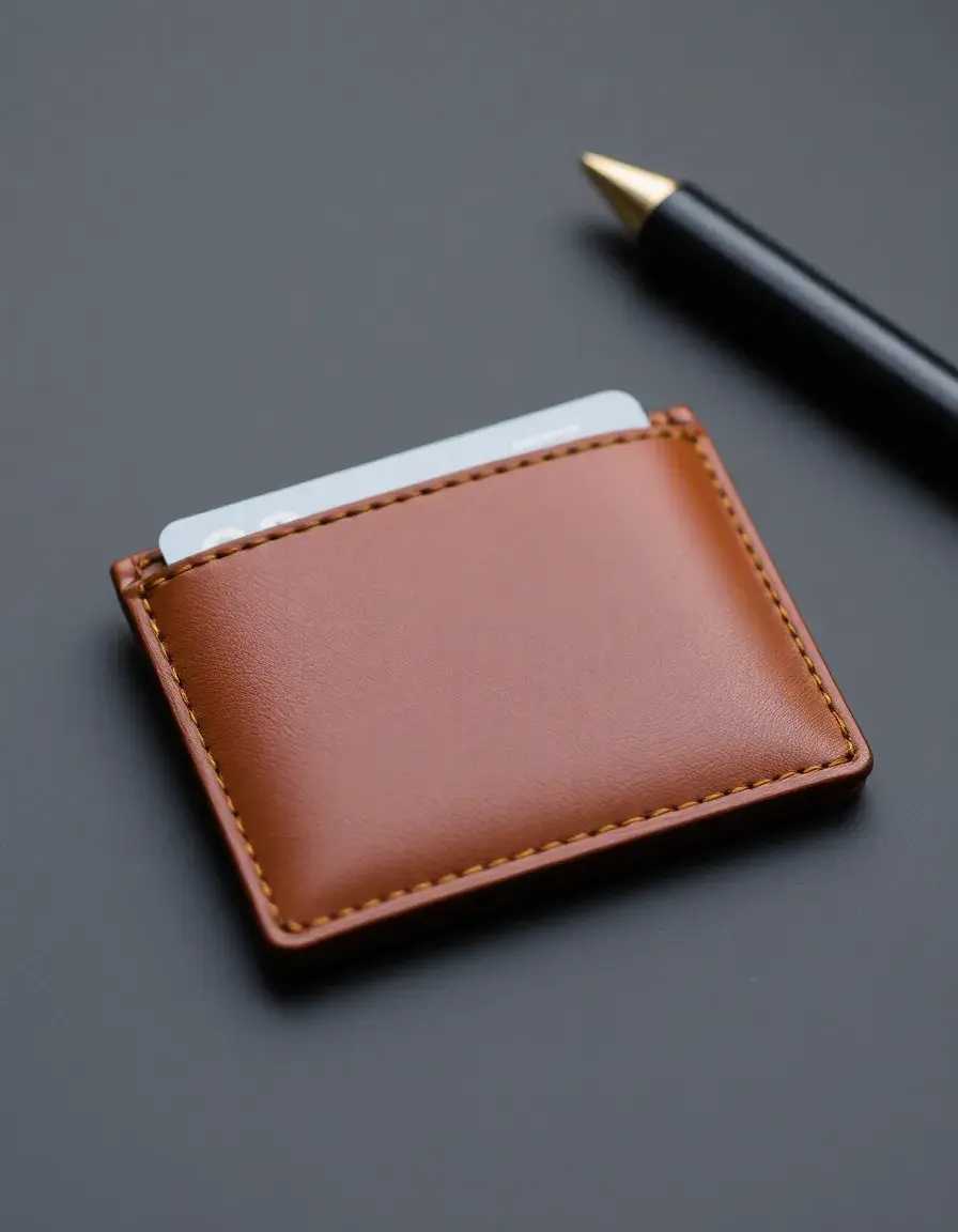 Porte-cartes femme en cuir véritable minimaliste