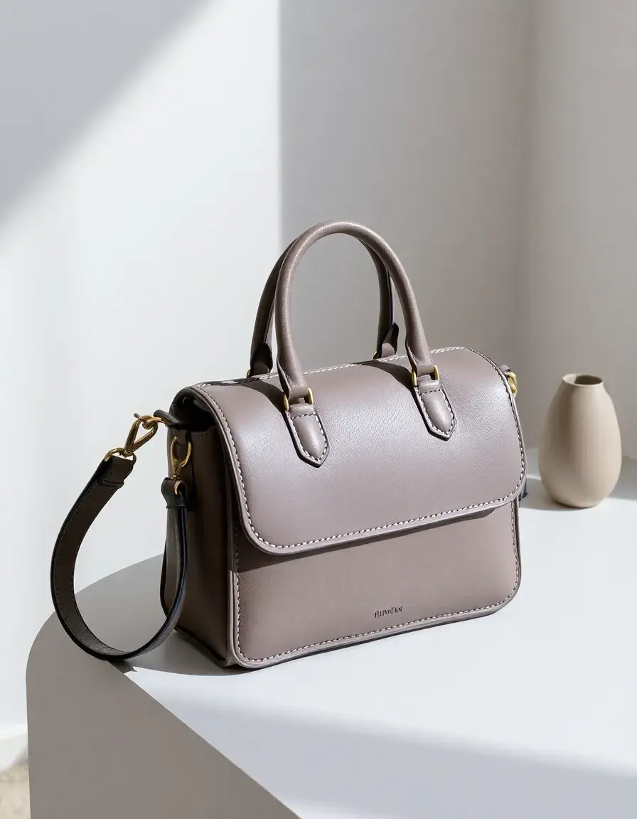 Petite sacoche grise en cuir moderne pour homme