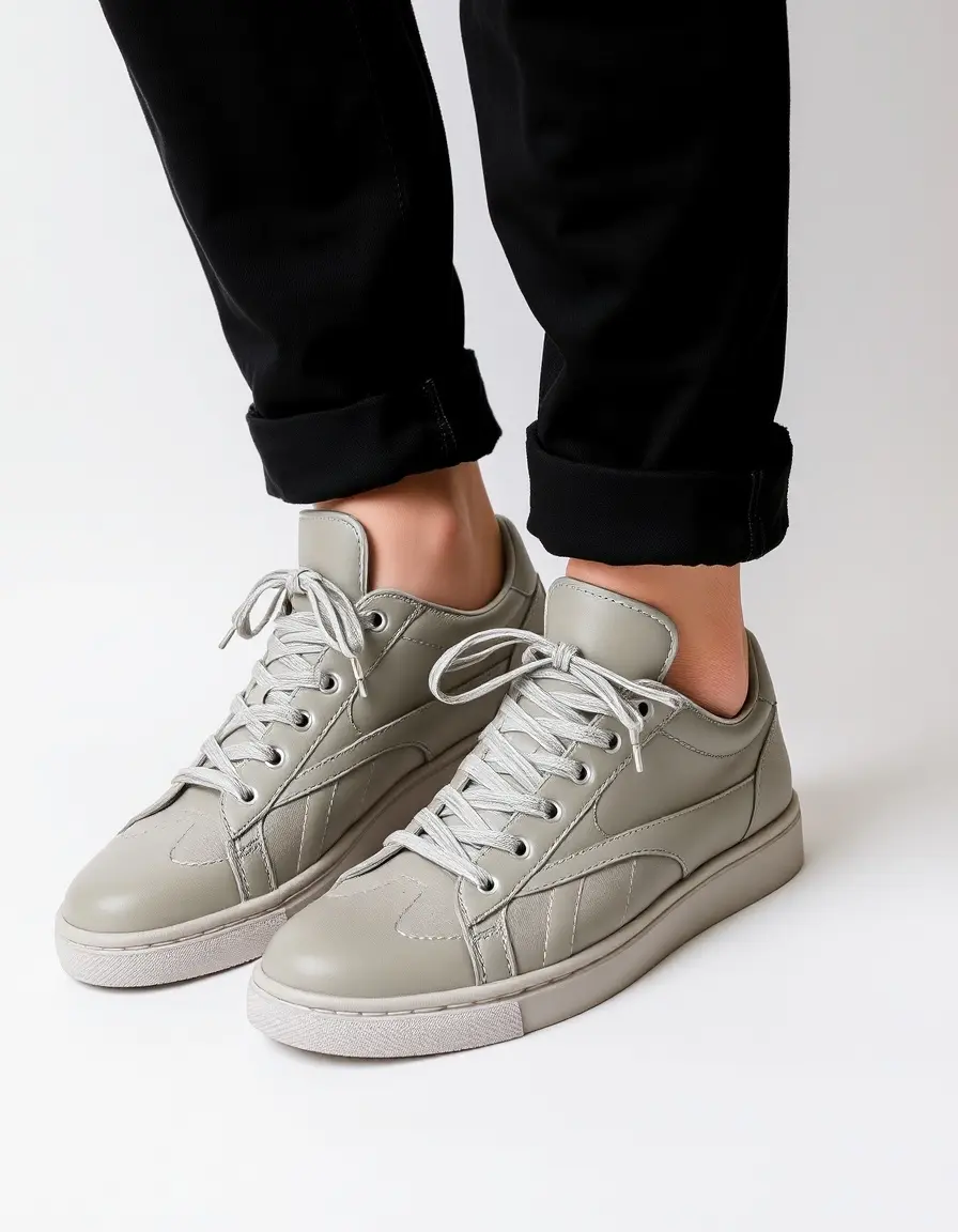 Basket cuir gris femme à lacets texture nubuck