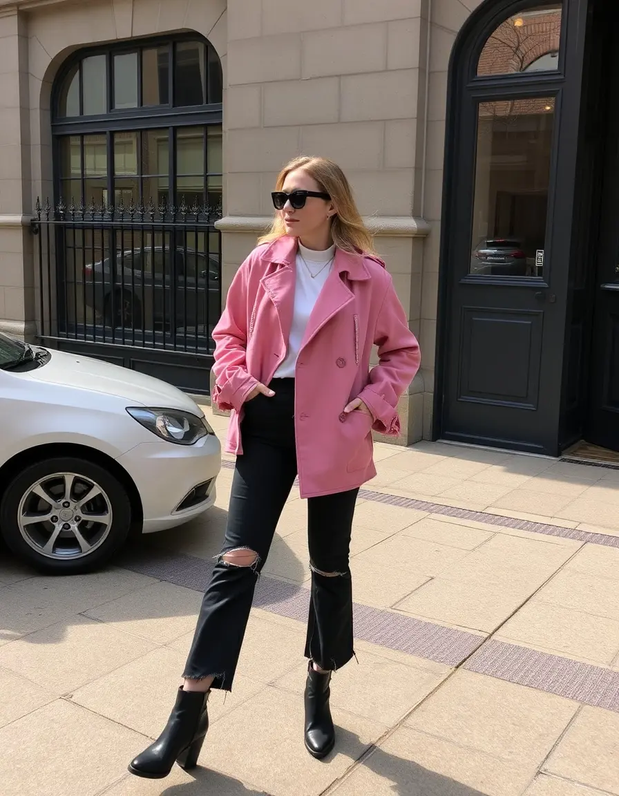 Blouson femme en suède rose doux