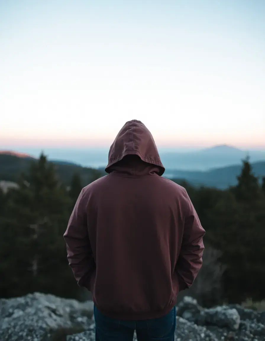 Veste en cuir marron avec capuche amovible