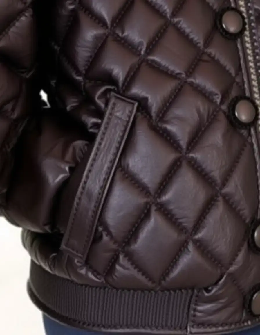 Blouson en cuir matelassé noir pour femme