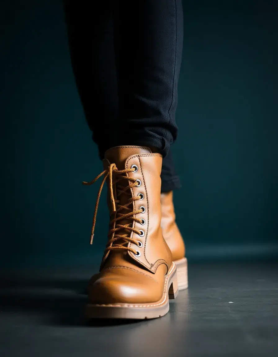 Bottes de combat homme cuir marron robustes