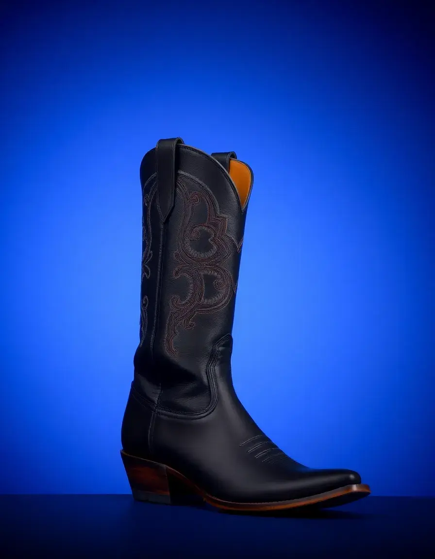 Botte cowboy homme en cuir noir style western