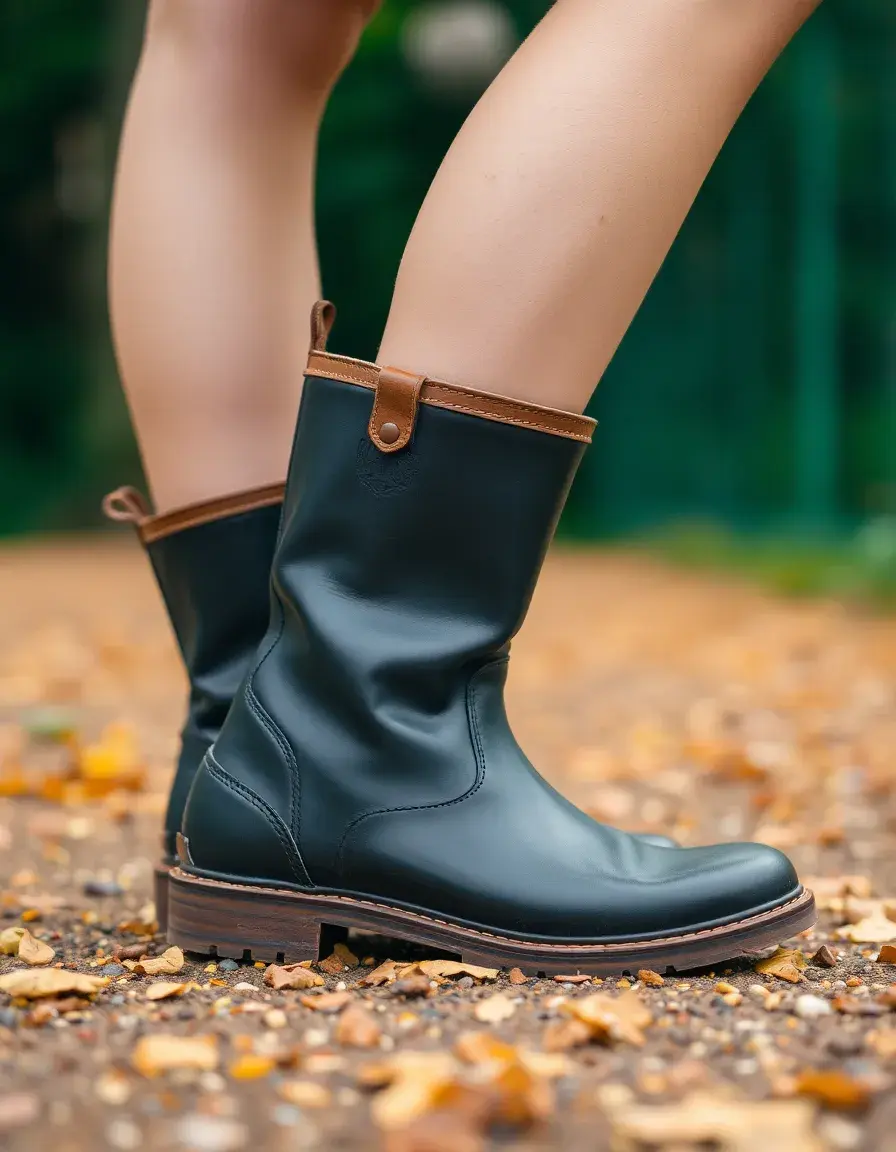 Botte de pluie homme en cuir imperméable