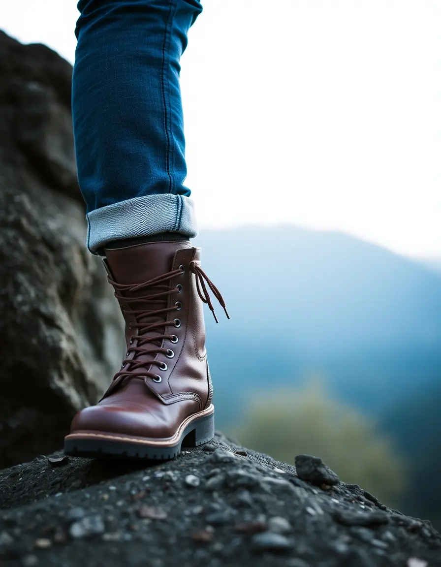 Botte militaire homme cuir marron robuste