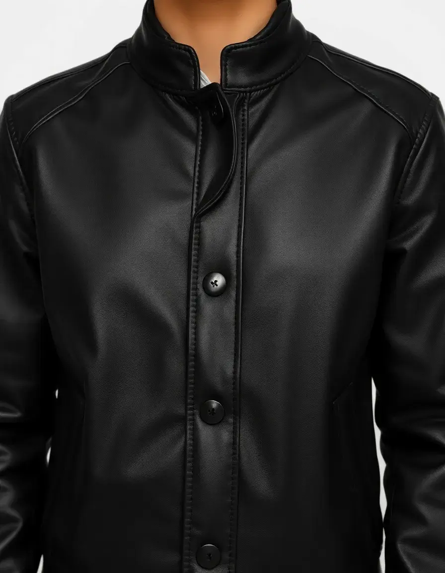 Blouson en cuir classique noir coupe ajustée