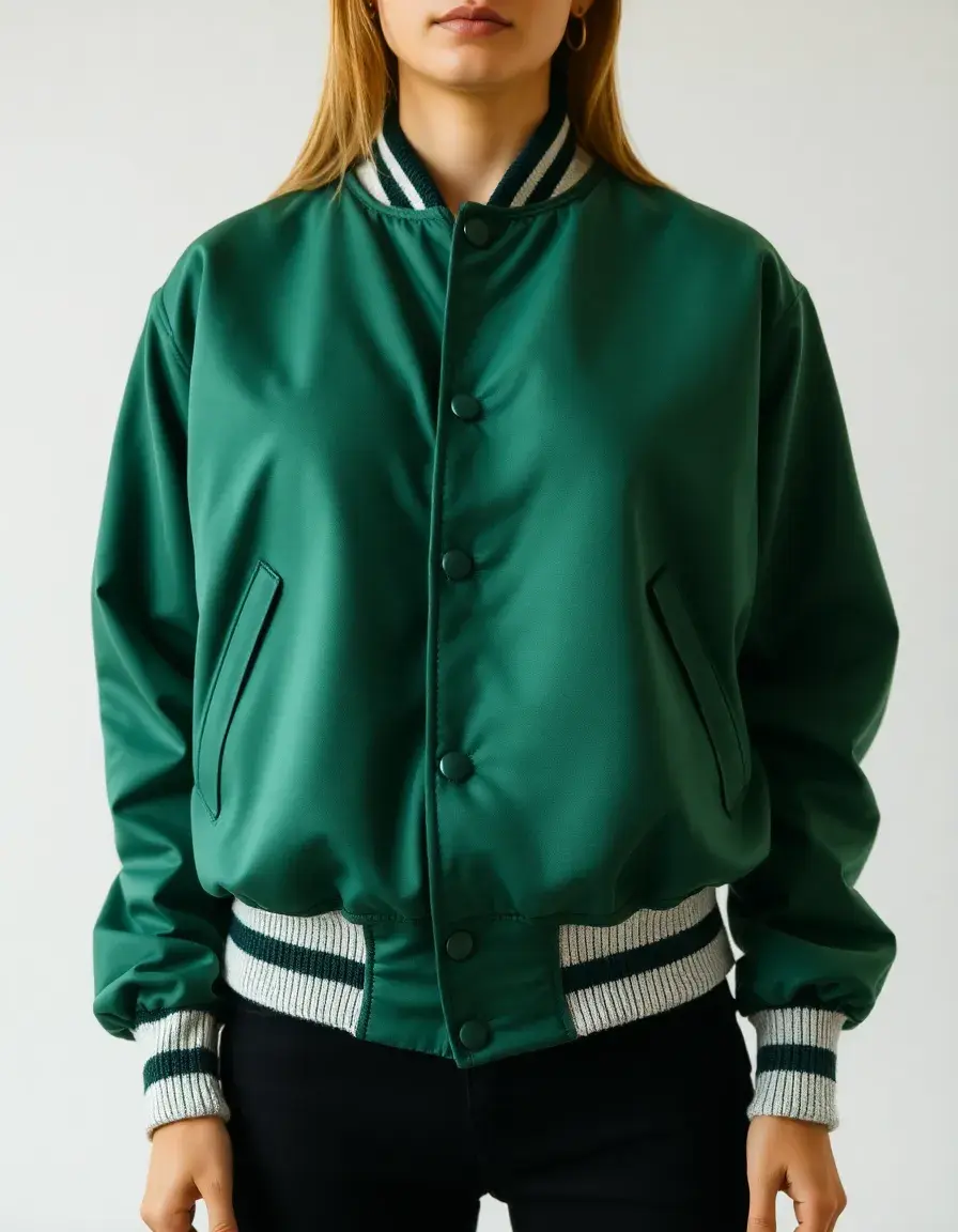 Blouson style bomber en cuir avec bords côtes