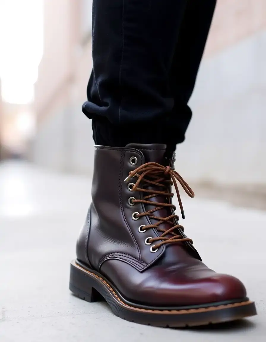 Bottes à lacets en cuir style vintage