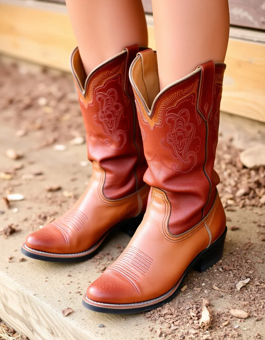 Bottes de style western en cuir robuste